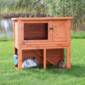 TRIXIE natura Outdoor Rabbit Hutch with Run - 2-Story Rabbit Cage with Non-Slip Ramp - Medium Elevated Small Animal Hous