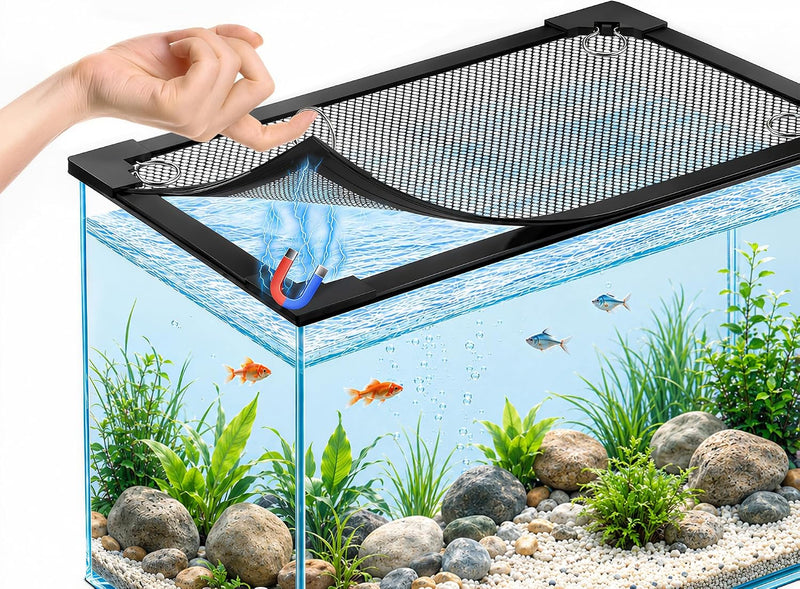 Magnetic Aquarium Lid, DIY Mesh Cover for Rimless & Curved Fish Tanks