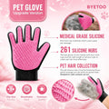 BYETOO Pet Dog Cat Grooming Glove with 261Tips,Gentle Deshedding Brush Glove,Efficient Pet Hair Remover Mitt,Massage Too