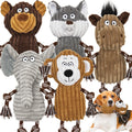 5 pack Large dog Squeaky Toys,Tough Stuffed Plush dog chew Toys Assortment ,Durable plush Animal dog Toys with Tug of War Rope to Keep Them Busy, Puppy Toys Value Bundle for Small Medium Large Dogs