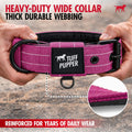 Tuff Pupper Heavy Duty Tactical Dog Collar | 1.5" Wide Ballistic Nylon | Reflective Stitching | Integrated ID Tag Holder