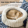 Bedsure ComfyFleece™ Cat Bed, Washable Round Cute Pet Beds for Indoor Cats, Super Soft Corduroy Kitten Bed with Anti-Slip Bottom, 20''x20''x8'', Cream