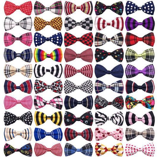 PET SHOW 50pcs Large Dog Bow Ties for Collar Bulk Bowties for Medium Big Dogs Wholesale Dog Cats Collars Attachment Sliders Grooming Accessories
