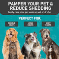 Maxpower Planet Pet Grooming Brush - Double-Sided Undercoat Rake for Dogs and Cats, Extra Wide, Reduces Shedding by 95%