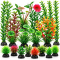 16-Piece Artificial Aquarium Plants Set – Vibrant, Realistic Fish Tank Decorations for Aquariums, Reptile Terrariums, an