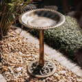 Backyard Expressions Outdoor Garden Bird Bath - Bronze - Weather Resistant Resin with Ground Stakes - 27 Inch