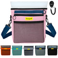 Raisingwell Dog Treat Pouch with Magnetic Closure 4-Cup Silicone Bag Fanny Pack Holder with Clicker 4 Ways to Wear Front Pocket Fits All Phones Ideal for Leash, Pet Walking and Training（Pink）