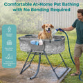 SereneLife Foldable Dog Bath Tub with Adjustable Height, 360° Access, Drain Hose & Storage Pockets – 130 lb Capacity Gro