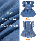 Denim Cat Dog Dress Clothes for Small Dogs with Leash Ring Summer Girl Small Dog Clothes Outfit Belly Velcro Fastening C
