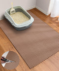 Cooyes Cat Litter Mat - Cut to Fit Any Place, 35"x23" Large Litter Trapping Mat for Litter Box, Easy to Clean, Waterproof & Non-Slip Kitty Pad, Scatter Control to Protect the Floor (Khaki)