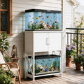 Herture 5-10 Gallon Fish Tank Stand, Metal Double Aquarium Stand with Cabinet for Fish Tank Accessories Storage, Heavy D