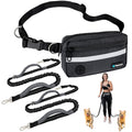 PetAmi Hands Free Dog Leash, Dog Running Leash Belt for Walking Jogging, Dog Waist Zipper Pouch Fanny Pack with Poop Bag Dispenser, Dual Padded Handle Bungee Leash for Small Medium Large Dogs, Double