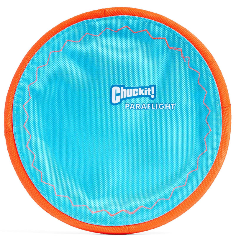 Chuckit! Paraflight Flying Disc Dog Toy - Water Floating Flyer - Durable Nylon Construction with Soft Rubber Edges - For Medium and Large Dogs - Size Large - 9.75