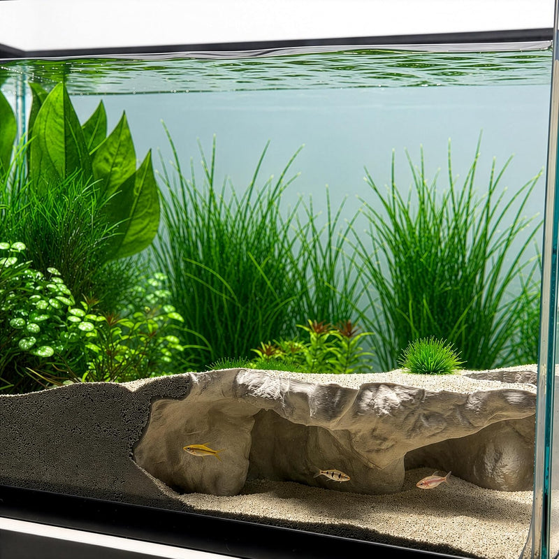 Aquarium Corner Underground Cave – Hidden Sand-Covered Substrate Hideout for Betta, Corydoras, Pleco & Shrimp – Buried R