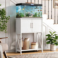 Herture 5-10 Gallon Fish Tank Stand, Metal Double Aquarium Stand with Cabinet for Fish Tank Accessories Storage, Heavy D