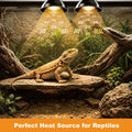 Dual Head Reptile Heat Lamp, 3H/6H/9H Timer, 0-10 Level Dimming
