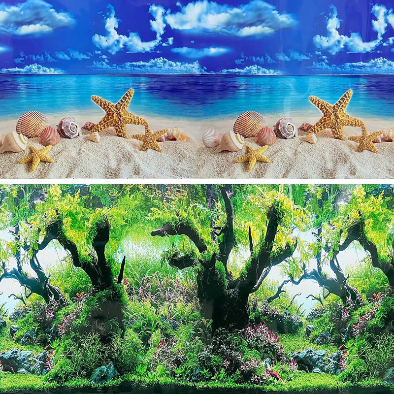 XCNO Aquarium Background Poster Fish Tank Wallpaper, Double-Sided, 12