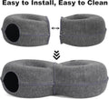 LovIntry 8-Shaped Large Cat Tunnel Bed for Indoor Cats, Infinite Circulation Peekaboo Cat Cave with 12 Toy Balls, Cat Donut Tunnel for Cats up to 30 Pounds (Dark Grey, L 38x24x11in)