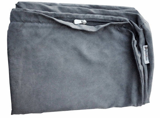 Dogbed4less 55X37X4 Inches XXL Size : Suede Fabric External Replacement Cover in Gray Color with Zipper Liner for Dog Pet Bed Pillow or pad - Replacement Cover only
