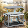 Dog Crate Cover, Heavy Duty 1680D Waterproof Oxford Cloth with Breathable Mesh & Detachable Sunshade, Universal Fit for 