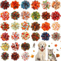 Sanwuta 30 Pcs Fall Pet Collar Flowers Bow Slide Attachments, Pumpkin