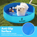 Sloosh Foldable Dog Kiddie Pool - Portable Hard Plastic Doggie Swimming Pool, Anti-Slip Collapsible Pets Bath Tub Suitab