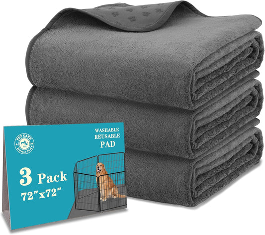 Bunlitent Washable Pee Pads for Dogs, 72'' x 72'', 3 Packs, Extra Large