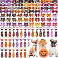 Reginary 100 Pcs Halloween Dog Bow Ties Collar Set,Bowties for Dogs Bulk