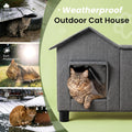 Love's cabin Outdoor Cat House Weatherproof Elevated Cat Bed, Grey, Large