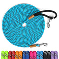 lynxking Long Dog Leash Reflective 15ft 30ft 50ft Check Cord Training Lead Padded Handle Heavy Duty Rope for Puppy Small Medium Large Dogs (Light Blue, 30ft x 3/8inch)