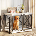 COZPAW Large Dog Crate Furniture - 48 inch Heavy Duty Dog Kennel Indoor for XLarge Breed with Double Doors, Wooden Dog Cage XL Modern Decorative End Table Pet House (White)