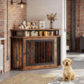 IRONCK 43.3" Corner Dog Crate Furniture with 2-Tier Shelves Rustic Brown