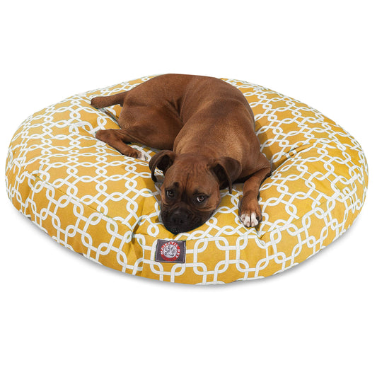 Yellow Links Large Round Indoor Outdoor Pet Dog Bed With Removable Washable Cover By Majestic Pet Products