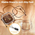Hannadepot Elevated Cat Bowls, 15° Tilted Glass Raised Cat Food Bowl with Stainless Steel Stand, 2 Large Capacity Glass Cat Bowls and 4 Anti Slip Feet, Suitable for Cats and Little Dogs