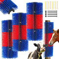 3 Pack Livestock Scratching Brush, Blue and Red