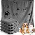 Chumia 4 Pcs Dog Towels for Drying Dog Puppy Bulk Microfiber Absorbent Paw Towel Pet Bathing Supplies Quick Drying for Medium Cats Pets Shower(55 x 28 Inch,Gray)
