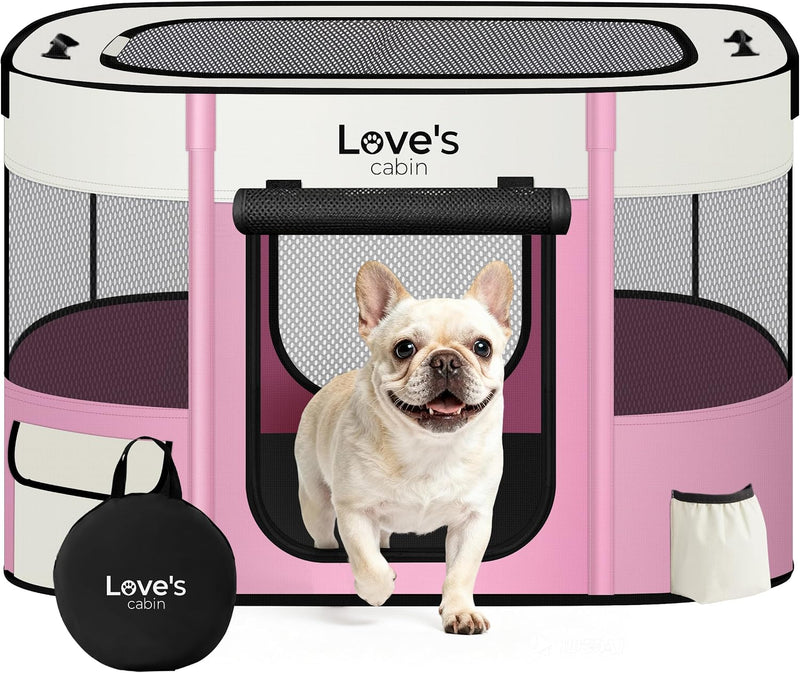 Love's cabin Pet Puppy Dog Playpen, Small Dog Tent Crates Cage Indoor/Outdoor, Portable Exercise Playpen for Cat, Foldab