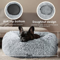 Hoewina Dog & Cat Bed for Indoor Cats, 20in Calming Donut Bed for Puppy and Kitten, Washable Round Fluffy Pet Bed for Small Medium Dogs and Cats (Light Grey)