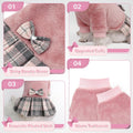 YUDODO Fleece Small Dog Sweater Dress with Bowtie, Warm Girl Dog Clothes