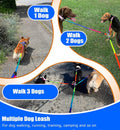 Heavy Duty 3 Dog Leash for Small Dogs No Tangle Detachable 360° Swivel Device with Padded Handle for Two/Three Pets