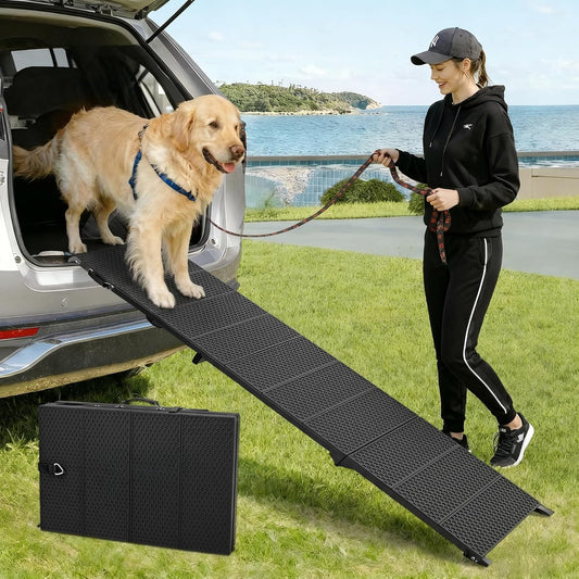 Dog Ramp for Car 71" X 17.6" Extra Long Folding Aluminum Pet Ramp for Large Dogs up to 250 LBS, Portable Waterproof Dog 