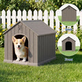 Dog House Outdoor, Plastic Small Dog House-Weatherproof Design with Air Vents & Elevated Floor for Small to Medium Dogs,