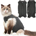Hpetppy Cat Recovery Suit After Surgery, Breathable Cat Surgery Recovery Suit for Spay Abdominal Wounds or Skin Diseases, E-Collar Alternative Wear for Small Male Female Pets (Dark Grey, L)