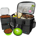 PetAmi Dog Travel Bag, Travel Pet Bag Organizer, Dog Food Travel Bag with Container Collapsible Bowls, Pet Travel Supplies Gift Accessories for Weekend Camping, Puppy Cat Diaper Bag, Charcoal Large