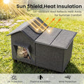 Love's cabin Outdoor Cat House Weatherproof Elevated Cat Bed, Grey, Large