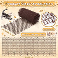 Sanwuta 2 Pcs 26.3 ft Cat Spike Mat Outdoor Cat Deterrent Mat with Spikes Prickle Strips Indoor Dog Digging Deterrent Anti Network Spikes with 10 Staples for Garden Fence(Brown)