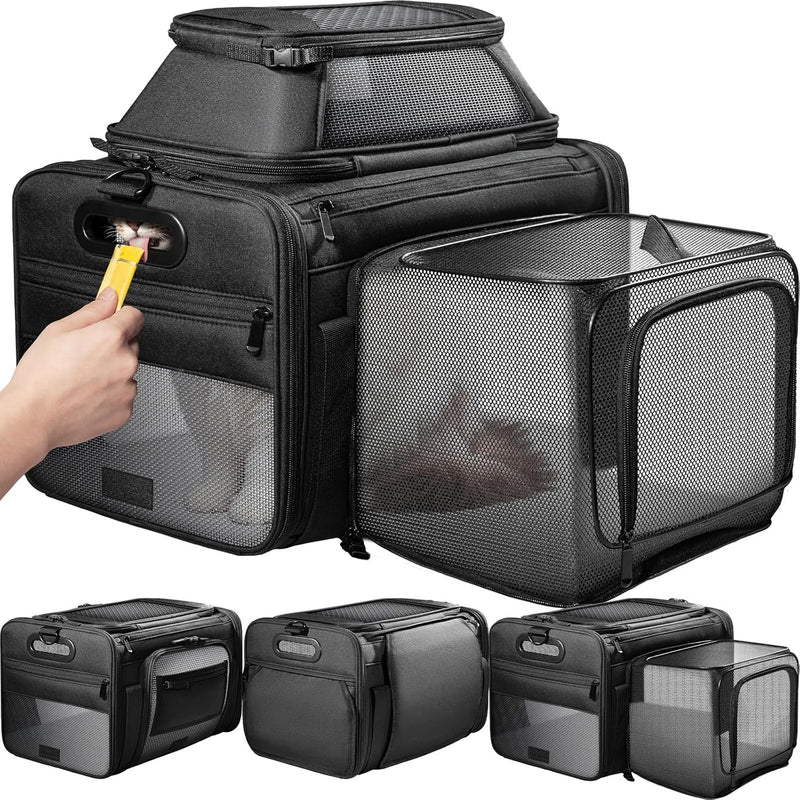 Top-Side Expandable Pet Carrier, Treat Window,17x11x9.5 Airline Approved