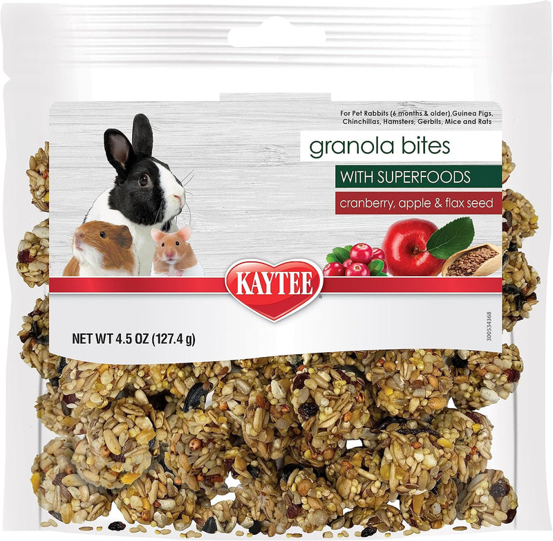 Kaytee Granola Bites with Superfoods Cranberry, Apple and Flax for Rats, Mice, Hamsters, Gerbils, Rabbits, Guinea Pigs a