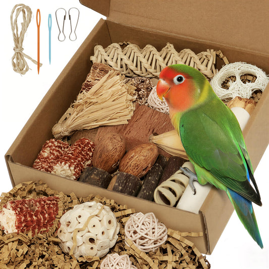 ZooVibe Bird Toys Parrot Natural Foraging Box Parakeet Toys DIY Hanging String for Cockatiels,Conures,Love Birds,and Other Small to Medium Birds Cage Accessories (Medium)
