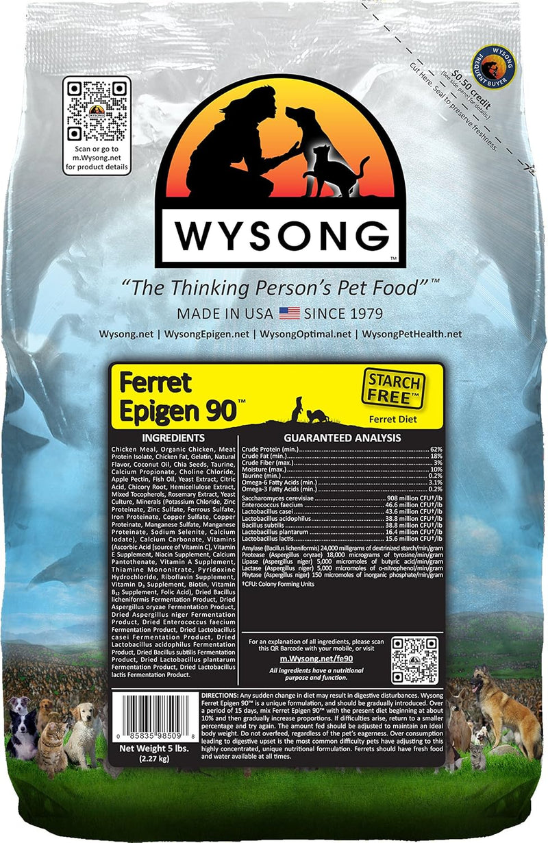 Wysong Ferret Epigen 90 - Starch Free Dry Natural Food for Ferrets, Brown, Model Number: WDFE905
